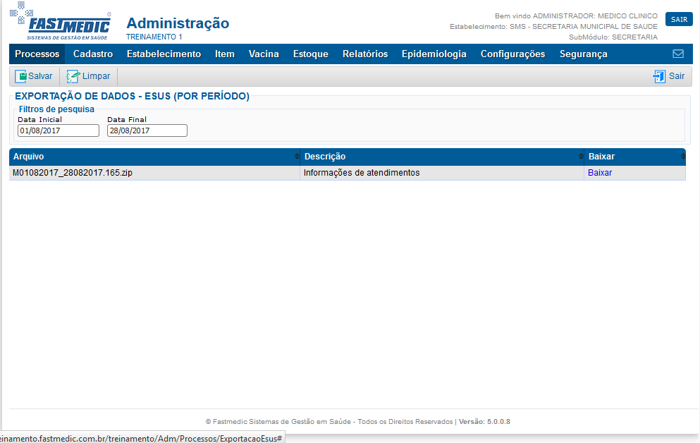 Imagem demonstrativa do processo de Exportação E-SUS